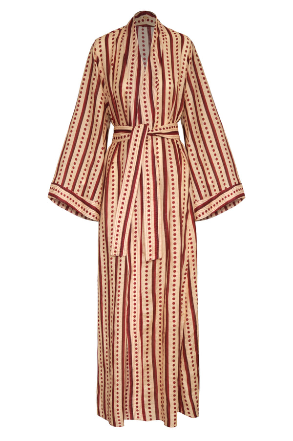 Rafaela Linen Kaftan / Red Stripes